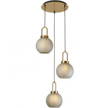 Araña contemporánea Snowdrop de acero dulce y latón con vidrio ácido, 3 luces E27