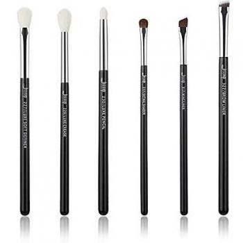 Jessup 6pcs Cepillo De Ojos Conjunto De Eyeliner Pesta?as Ahumadas Sombra De Ojos L¨¢piz Hecho A Mano De Fibra De Maquillaje De Pelo Set Y Kit Negro/Plata T181