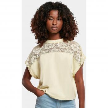 Urban Classics Women's Short Oversized Lace T-Shirt in Soft Yellow