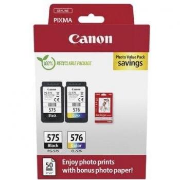 Canon PG-575CL-576 Inkjet Cartridges + Glossy Photo Paper Value Pack