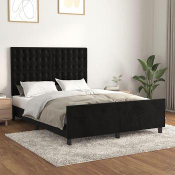 Cabecero de terciopelo negro 140x190 cm con estructura de cama Jinlefu vidaXL - Negro