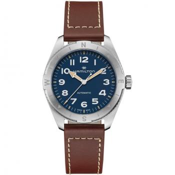 Hamilton Khaki Field Expedition Leather Strap Blue Dial Automatic H70315540 100M Men's Watch