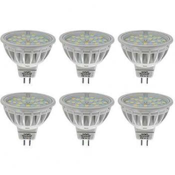 Uplight DC12V 5.5W Regulable Bombilla LED MR16,Equivalente 50-60W,Blanco Cálido 3000K,600LM 120°Ángulo de haz RA85,6 Piezas.