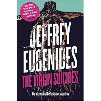 Libro The Virgin Suicides - novela de ficción, escrita por Jeffrey Eugenides, publicada en 1993, narrativa en tercera persona, ambientada en los años 70, explora temas de la adolescencia, la vida suburbana y