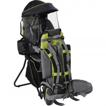 HOMCOM Mochila Portabebés Plegable Ergonómica Impermeable con Techo, Base de Soporte y Múltiples Bolsillos para 6-36 Meses Carga hasta 18 kg 38