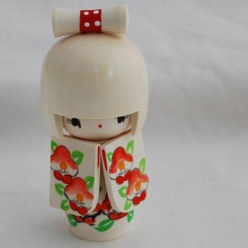 Japonés Muñeca Kokeshi – hecha a mano en Japón – Hanafubuki/Flower Blossom
