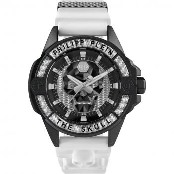 Philipp Plein The $kull Carbon Fiber Men's Watch PWAAA1822, Analogue Quartz, Black/White, Silicone Strap, One Size
