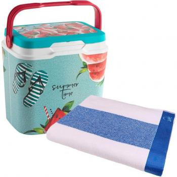 LIFE STORY Nevera 29 litros watermelon + toalla de playa azul