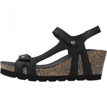 Sandalias Panama Jack Varel Mujer Cuero Negro Cómodas