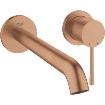 Mezclador de lavabo Essence 2 orificios tamaño L con salida larga 230 mm acabado cepillado atardecer cálido