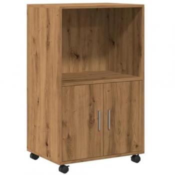 Armario con ruedas de madera ingeniería roble artisian 55x40x91 cm Marrón, Armario rodante, archivador para casa