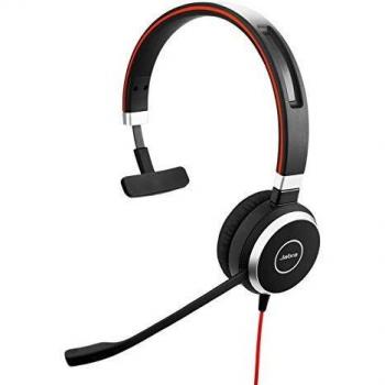 Jabra Evolve 40 MS – Auricular Monoaural Certificado para Microsoft Teams para VoIP Softphone – Cancelación Pasiva de Ruido – Cable USB-C con Unidad de Control – negro
