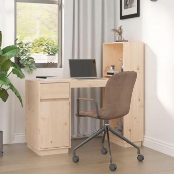 Escritorio de madera maciza de pino 110x53x117 cm Marrón