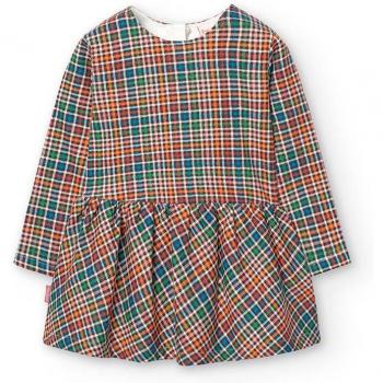 Vestido de niña Boboli con cuello redondo y estampado de cuadros