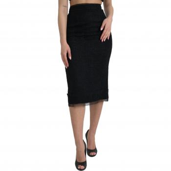 Dolce & Gabbana Elegant High Waist Midi Skirt - IT40|S, Midi Skirts, female, Black, Size: XS Black High Waist Midi Skirt