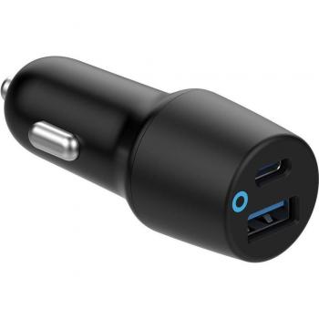 Cargador de Auto eSTUFF ES631031 para Teléfonos Móviles, Carga Rápida, 12/24V, USB Tipo-C, Encendedor de Cigarrillos, Color Negro