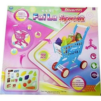 Carrito de Compras Infantil 40 Productos 43x33x16 cm - Verduras, Frutas y Leche