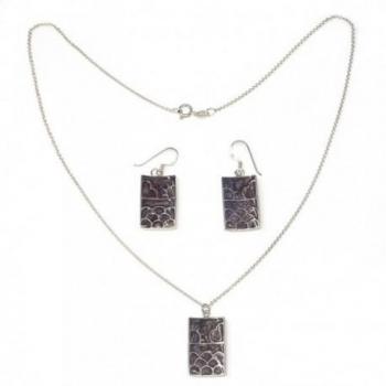 Conjunto de plata con paisaje rectangular y cadena de 45cm. [AB9198]