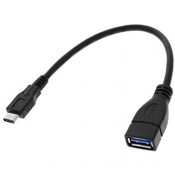 Cable Adaptador USB OTG Hembra a USB Tipo C Macho Negro