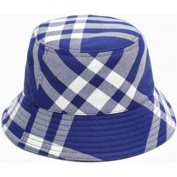 Burberry Men's Blue Bucket Hat, Size Large, Check Pattern, Style Code 8079490149142