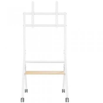 Soporte de Suelo Aisens FT86FE-331 para TV de 37-86 con Ruedas y Bandeja, Capacidad hasta 80kg, Blanco y Madera