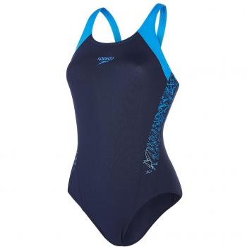 Speedo Boom Splice Muscle Back,Traje de Baño para Mujer, Azul