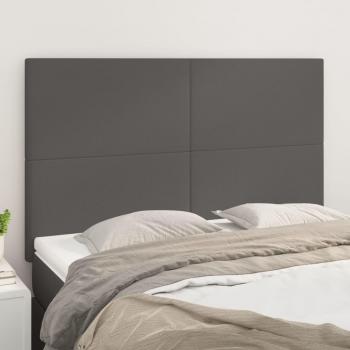 Cabeceros 4 Unidades Cuero Sintético Gris 72x5x78/88 cm