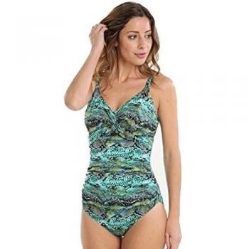 Bañador de una pieza con estructura de Arizona, diseño de piel de serpiente verde 40DDE