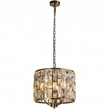 Lámpara colgante Bijou de 3 luces en latón envejecido con cristal y copa de champán