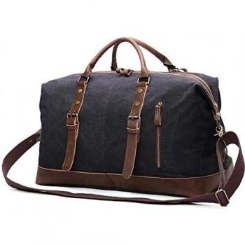 EverVanz Bolsa de Viaje de Cuero de Gran tamaño de Lona para Fines de Semana o Noches