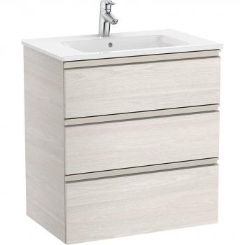 Mueble de baño Roca The Gap con 3 cajones y lavabo central, color Fresno nórdico, medidas 705 x 460 x 763 mm