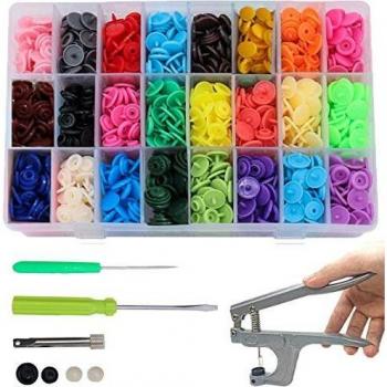 Botones de Presion T5 Botones Snaps Plastico Resin Botones con Alicates de Presión conde Plástico Botón de Presión de Resina DIY 24 Colores 12mm Conjunto de botones 361 Set