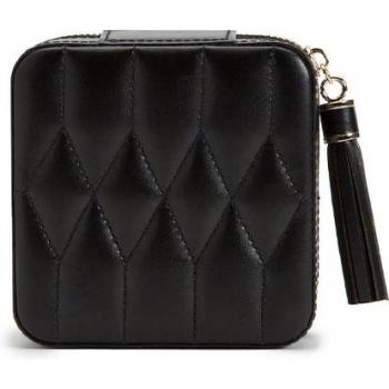 Wolf 1834 Caroline Zip Travel Case - Jewelry travel case, made of vegan leather, features a zip-around closure, multiple compartments for rings, earrings, necklaces, and bracelets, includes a removable pouch for added organization, compact design suitable
