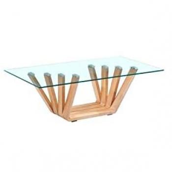 Mesa de Centro Cristal y Nogal 130x70 cm - DKD Home Decor