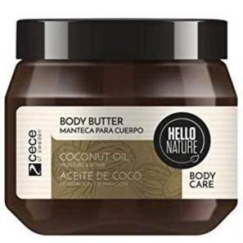 Hello Nature Crema Hidratante Corporal de Aceite de Coco, Coconut Oil Body Butter, 250 ml