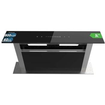 Campana Extractora Cecotec Bolero Flux ET 608000 Cristal Negro 60cm Recirculación 800m3/h Slider Touch Luz LED