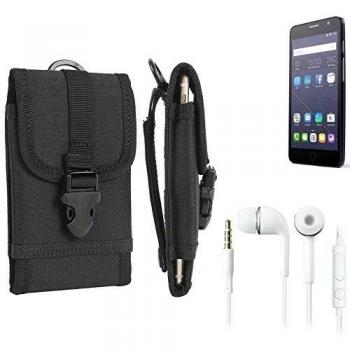 bolsa del cinturón / funda para Alcatel One Touch Pop Star 4G, negro + Auriculares | caja del teléfono cubierta protectora bolso - K-S-Trade