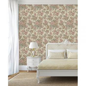 Papel Pintado Vinílico Flores Románticas Efecto Textura Tela Tejida en Relieve - Anastasia Garden 676416 - Rollo 10 m x 1,06 m