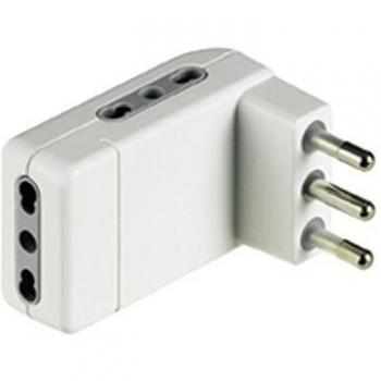 Adaptador Salvaspacio BTicino con 3 Tomas Bipaso 10/16A y Enchufe de 16A Blanco