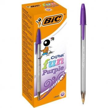 Bolígrafo BIC Cristal Fun Punta Gruesa 1.6mm Tinta a Base de Aceite Color Morado