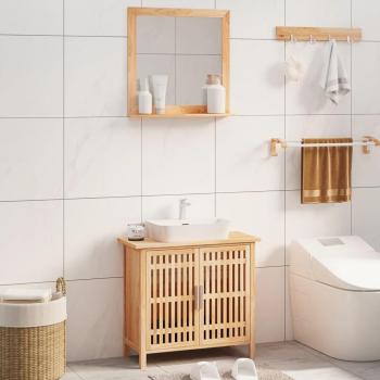 Conjunto de muebles de baño 2 piezas de madera maciza de nogal marrón