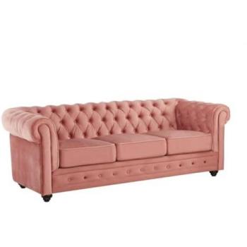 Sofá 3 plazas de terciopelo CHESTERFIELD - Rosa polvo
