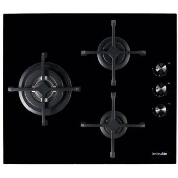 Encimera de gas Universal Blue Maia B-Plus 3 fuegos cristal negro