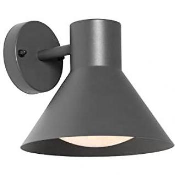 Aplique exterior industrial cono gris oscuro IP44 - Natas, Acero/Vidrio, E27, 1-flammig