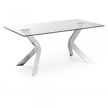 Kave Home - Mesa de Comedor Westport Rectangular 180 x 90 cm de Cristal y Patas de Acero
