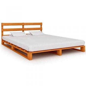 vidaXL Madera Maciza Pino Estructura de Cama Palés Mobiliario Casa Clásica Práctica Cómoda Moderna Robusta y Duradera Sin Colchón Marrón 200x200cm