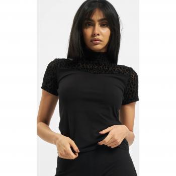 Urban Classics Women's Black Flock Lace Turtleneck Tee XL