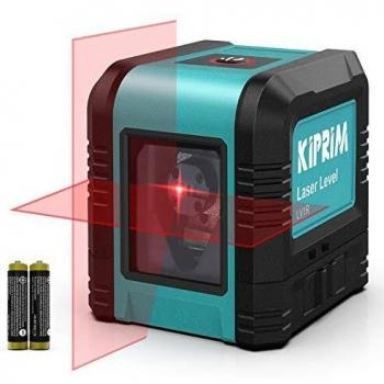 Nivel Láser, Nivel Láser Cruzado Kiprim LV1R Láser Vertical/Horizontal de Doble Línea, IP54 a prueba de polvo, impermeable, antigoteo de 1 m, nivelación automática de ± 4 °