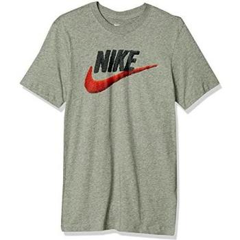 Nike M NSW tee Brand Mark T-Shirt, Hombre, dk Grey Heather/White/universi, L