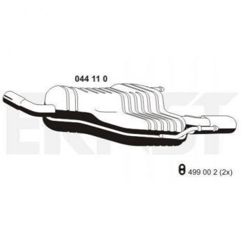 Silenciador trasero ERNST 044110 para Opel Astra H TwinTop, compatible con piezas GM 13206548 y 5852536
